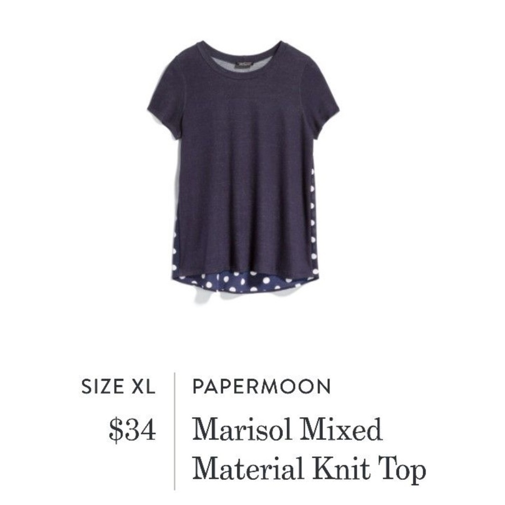 STITCH FIX PAPERMOON Marisol Mixed Material Top